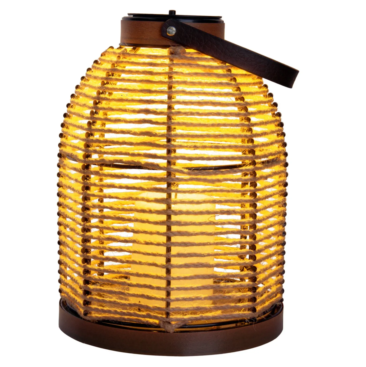 Lámpara LED solar Korbinian, marrón, altura 29 cm, IP44, farol