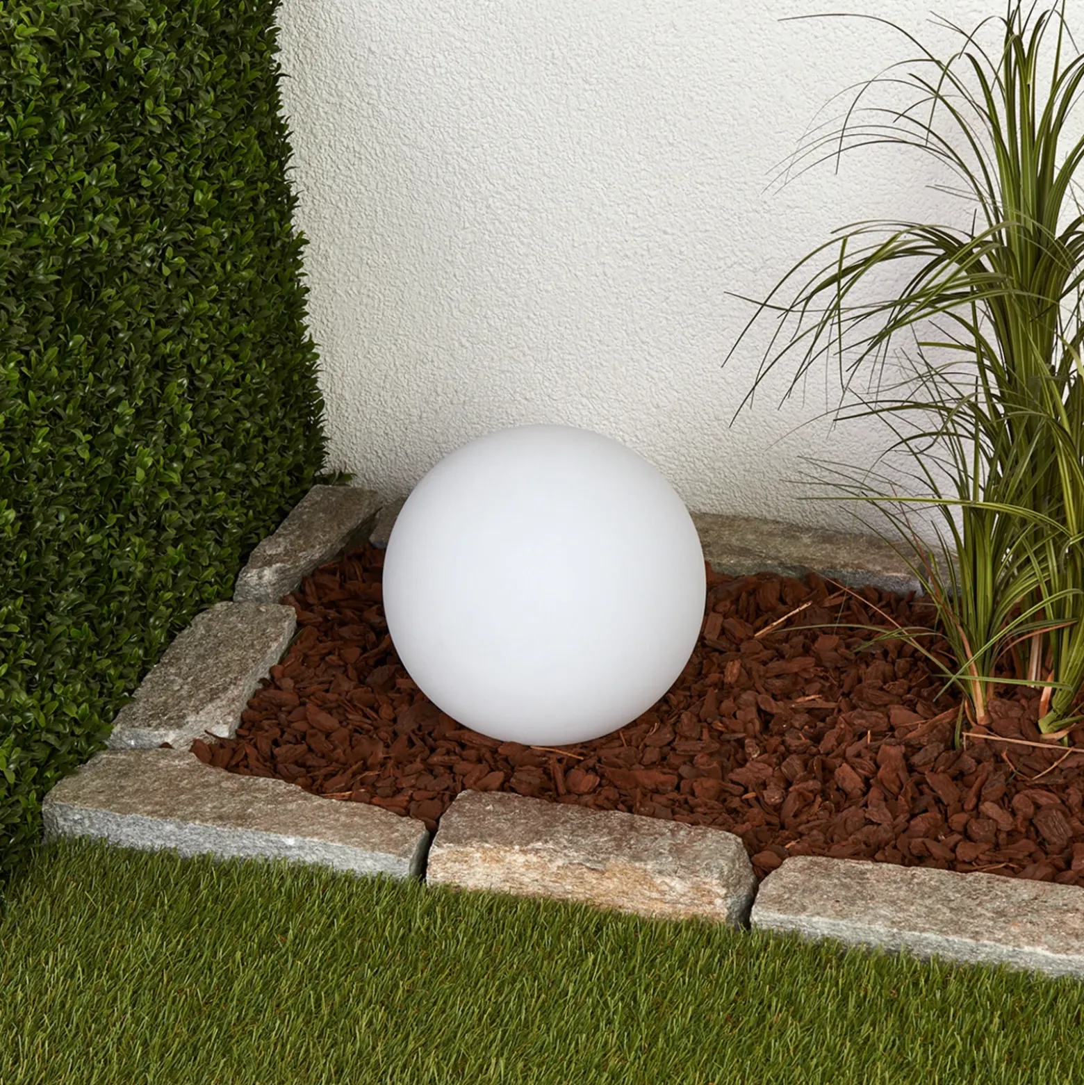 Lámpara LED solar Lago de Lindby, Ø 25 cm, globo, pincho de suelo, blanco