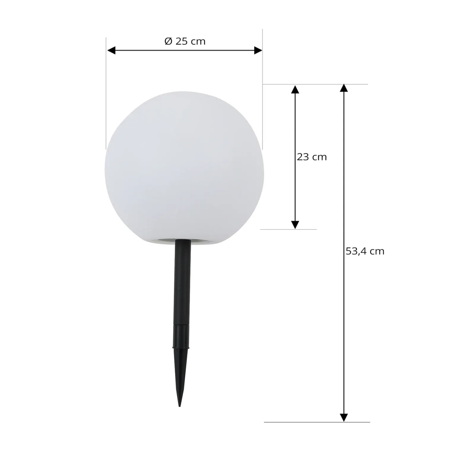 Lámpara LED solar Lago de Lindby, Ø 25 cm, globo, pincho de suelo, blanco