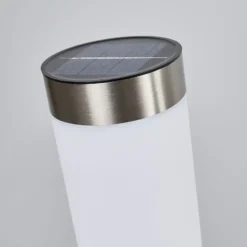 Lámpara LED solar Lindby Aleeza, 61 cm, acero inoxidable, pica para fijar en el