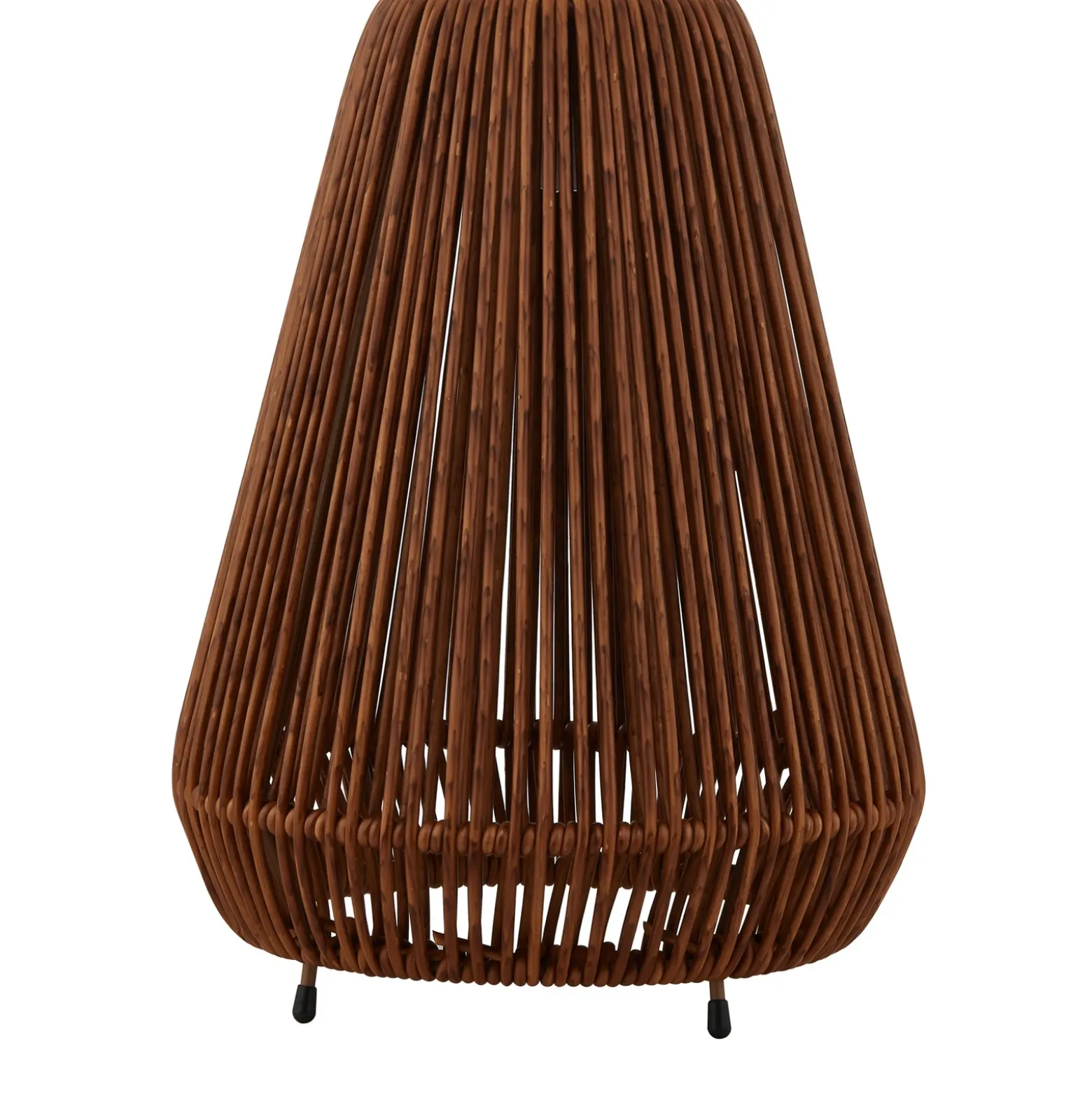 Lámpara LED solar Lindby Amaria, ratán, oscura, Ø 27 cm