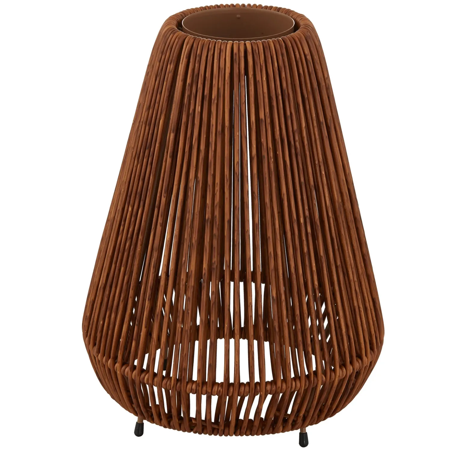 Lámpara LED solar Lindby Amaria, ratán, oscura, Ø 27 cm