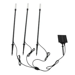 Lámpara LED solar Lindby Balian, juego de 3, negro, aluminio, 3000 K
