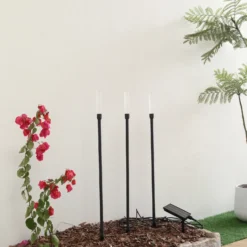 Lámpara LED solar Lindby Balian, juego de 3, negro, aluminio, 3000 K