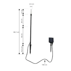 Lámpara LED solar Lindby Balian, negra, aluminio, 3000 K