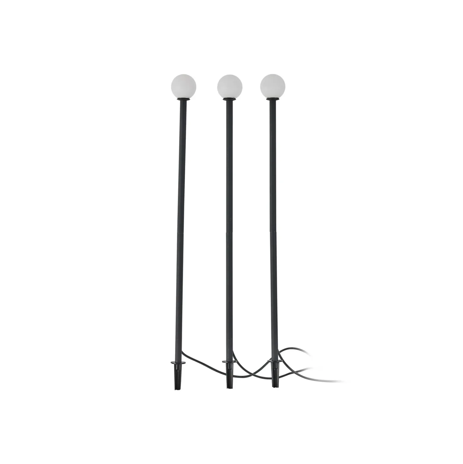 Lámpara LED solar Lindby Brindley, juego de 3, negro, cristal