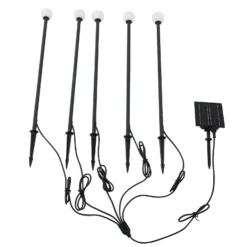 Lámpara LED solar Lindby Freydis, juego de 5, negro, 2000 K