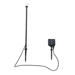 Lámpara LED solar Lindby Freydis, negra, aluminio, 2000 K