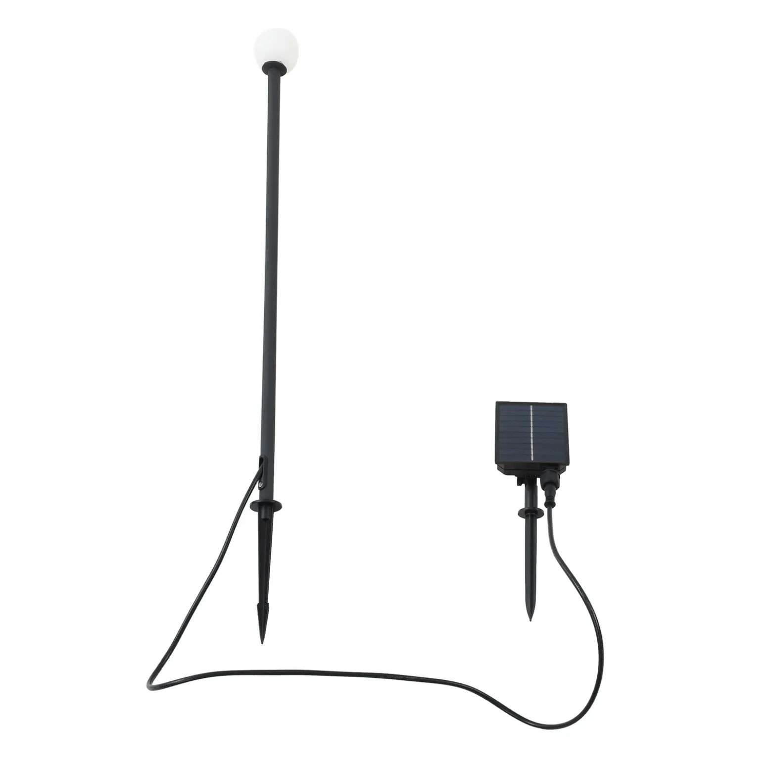 Lámpara LED solar Lindby Freydis, negra, aluminio, 2000 K