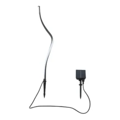 Lámpara LED solar Lindby Sabriel, curvada, negra, aluminio, 3000 K
