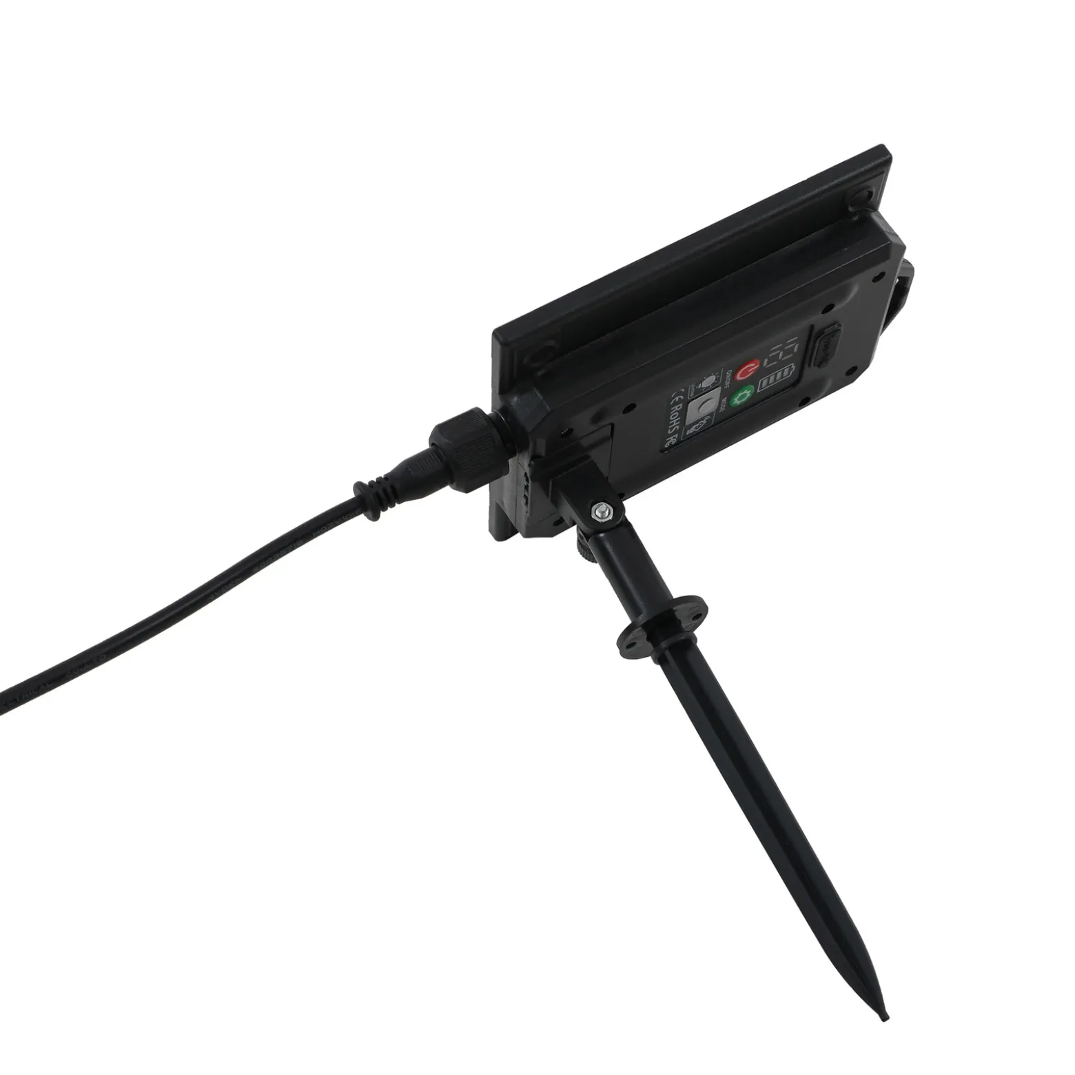 Lámpara LED solar Lindby Sabriel, recta, negra, aluminio, 3000 K