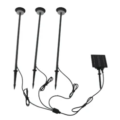 Lámpara LED solar Lyris de Lindby, juego de 3, negro, aluminio, 3000 K