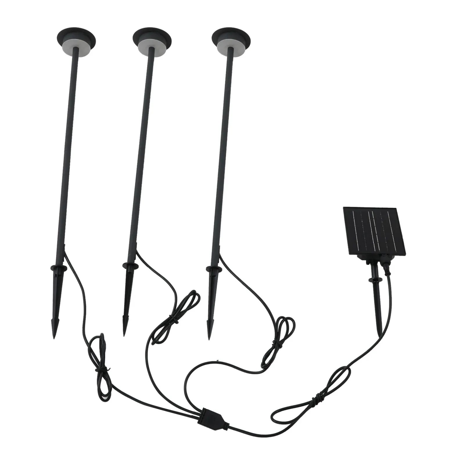 Lámpara LED solar Lyris de Lindby, juego de 3, negro, aluminio, 3000 K