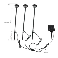 Lámpara LED solar Lyris de Lindby, juego de 3, negro, aluminio, 3000 K