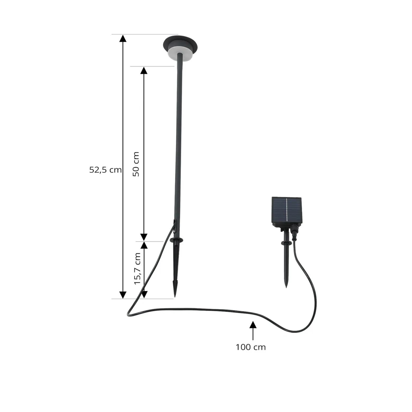 Lámpara LED solar Lyris de Lindby, negra, aluminio, 3000 K