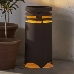 Lámpara LED solar Marron, altura 40 cm, marrón, metal, USB-C