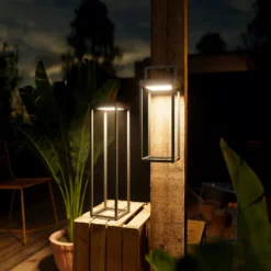 Lámpara LED solar Numove, gris grafito, altura 32,5 cm