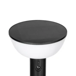 Lámpara LED solar para caminos Lindby Obintu, negra, 63 cm, con sensor