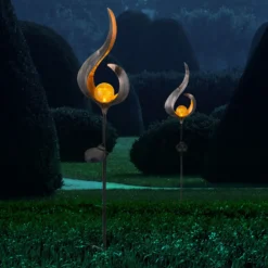 Lámpara LED solar 33465, pincho de suelo, color bronce, metal, cristal