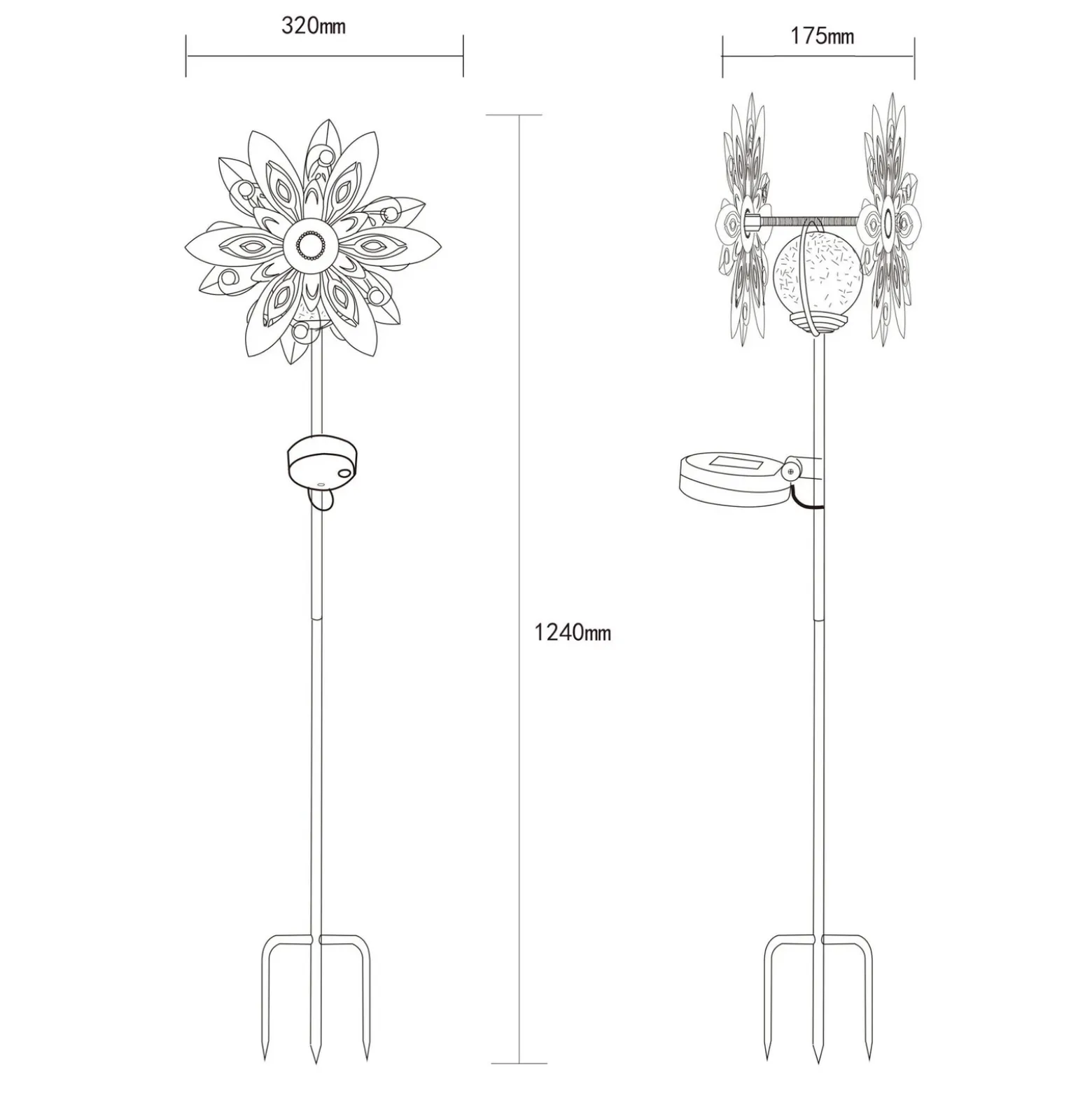 Lámpara LED solar 36578, pincho de suelo, marrón óxido, metal, vidrio
