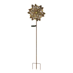 Lámpara LED solar 36578, pincho de suelo, marrón óxido, metal, vidrio