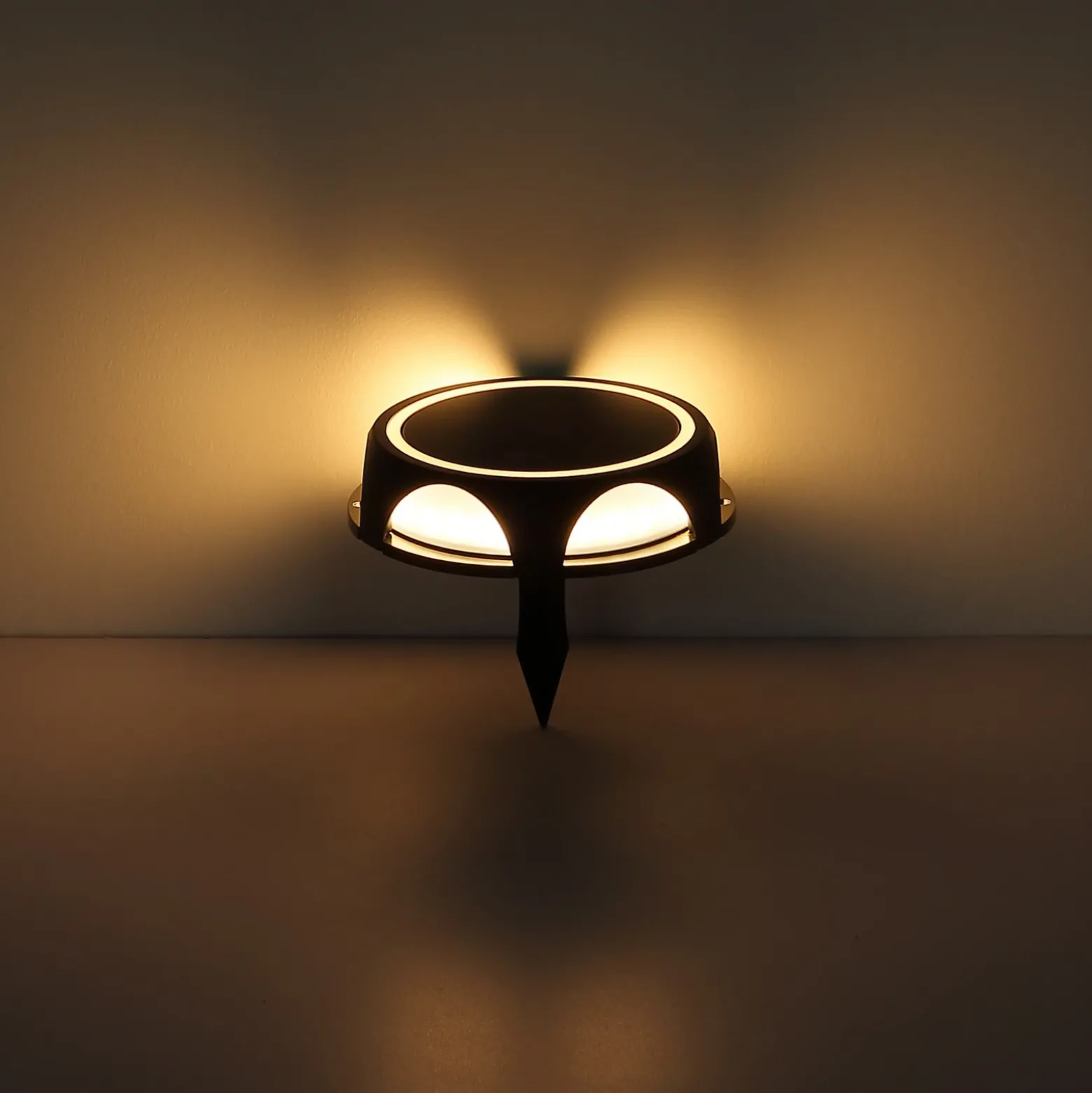 Lámpara LED solar 36506, pincho de suelo, aplique de pared, negro, aluminio