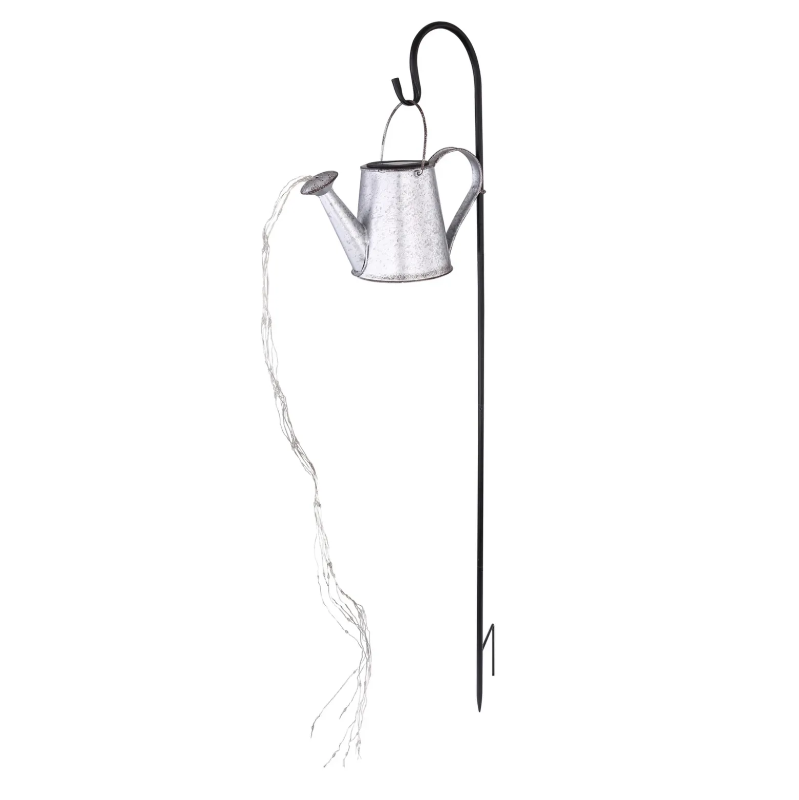 Lámpara LED solar 33652, plata, regadera, pincho de suelo, metal