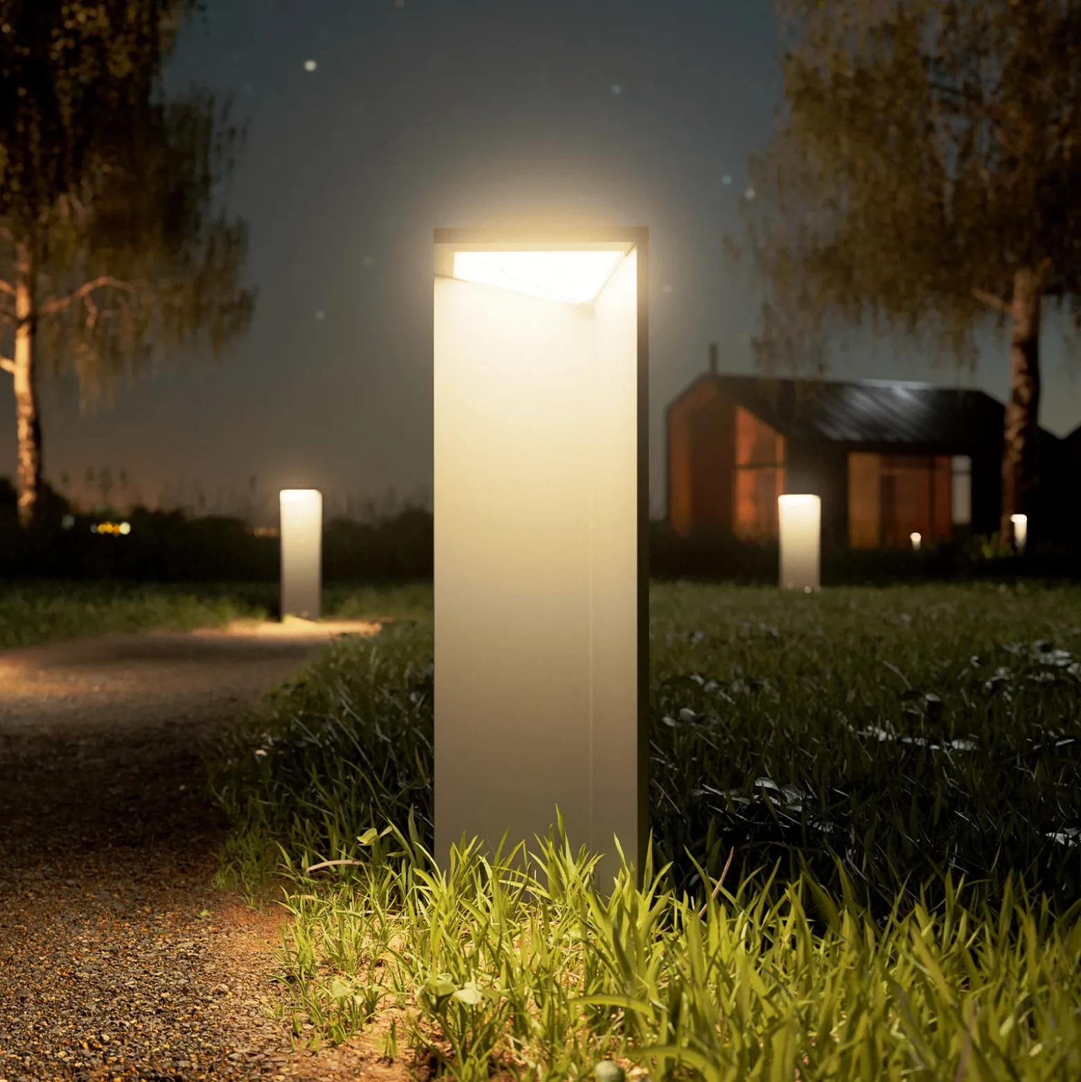 Lámpara LED solar recargable Nusolar antracita, altura 50cm