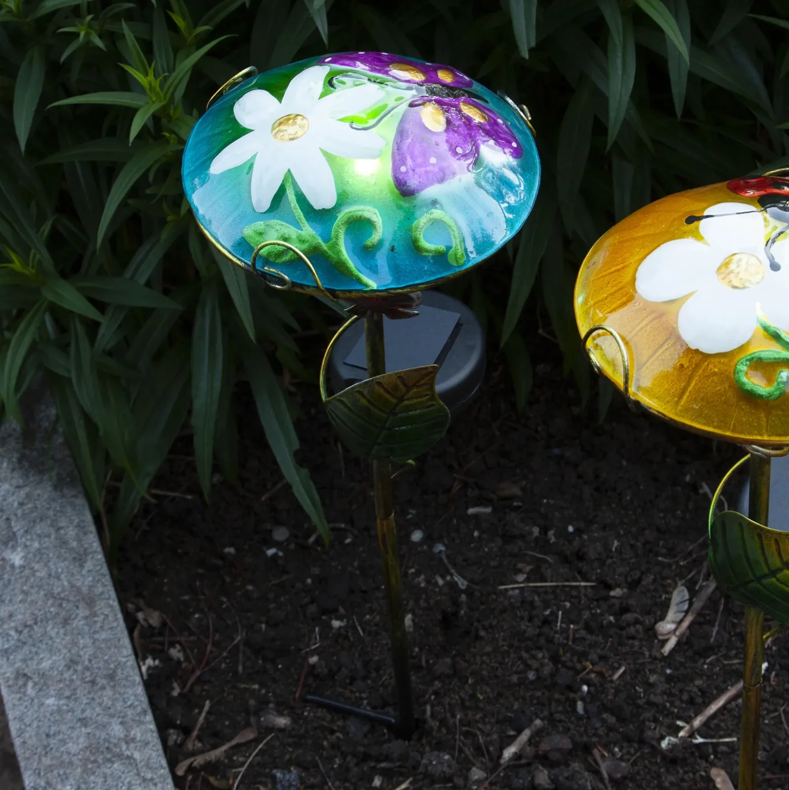 Lámpara LED solar Salona decorativa, azul/verde