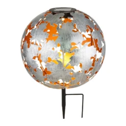 Lámpara LED solar 36749S globo Ø 27 cm, plata, pincho de suelo