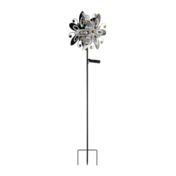Lámpara LED solar 36578S, pincho de suelo, plata/negro, metal