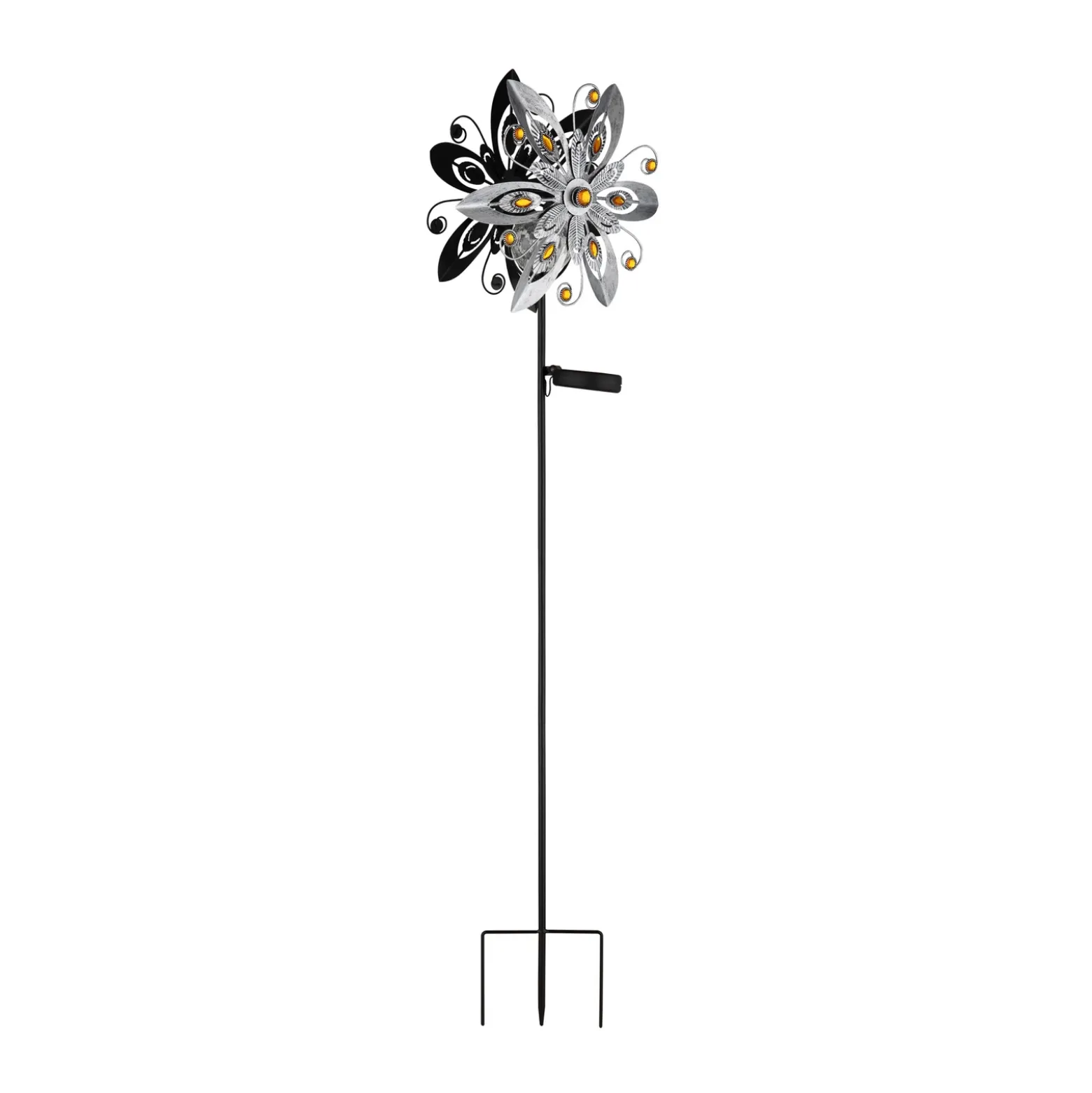 Lámpara LED solar 36578S, pincho de suelo, plata/negro, metal