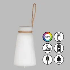 Lámpara mesa LED batería Bruno 3.000 K RGB, blanco
