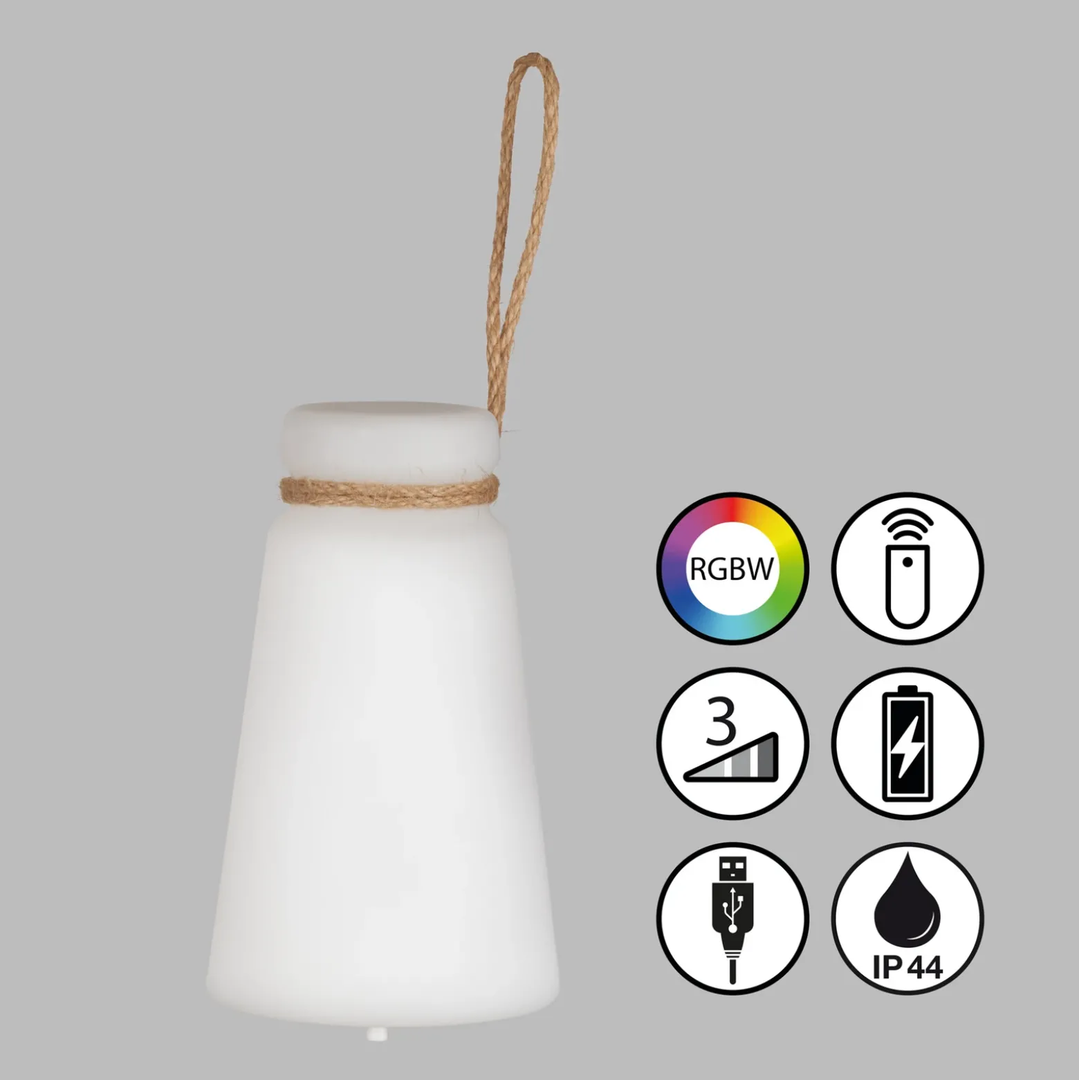 Lámpara mesa LED batería Bruno 3.000 K RGB, blanco