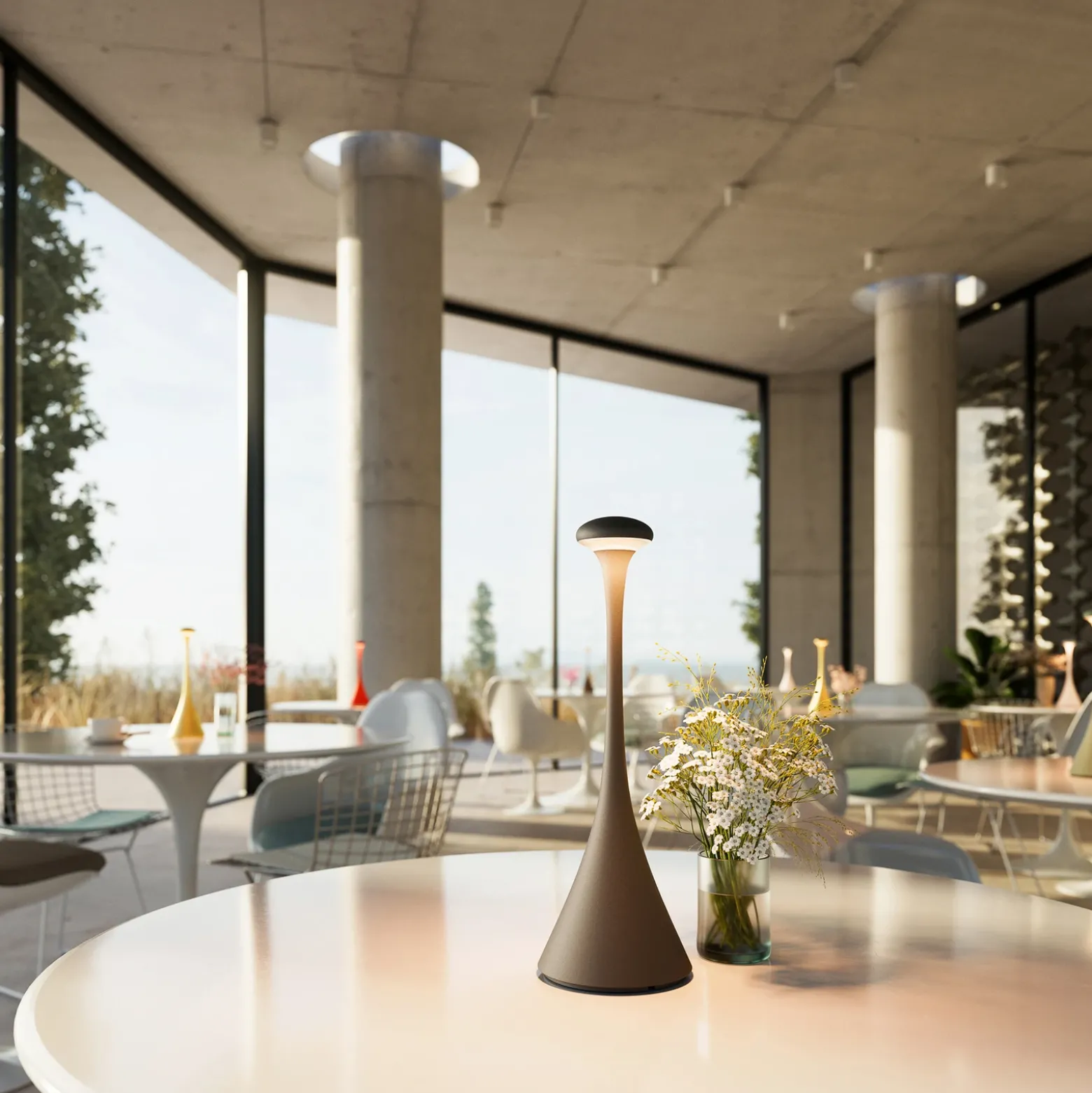 Lámpara mesa LED batería Nudrop IP54, gris grafito