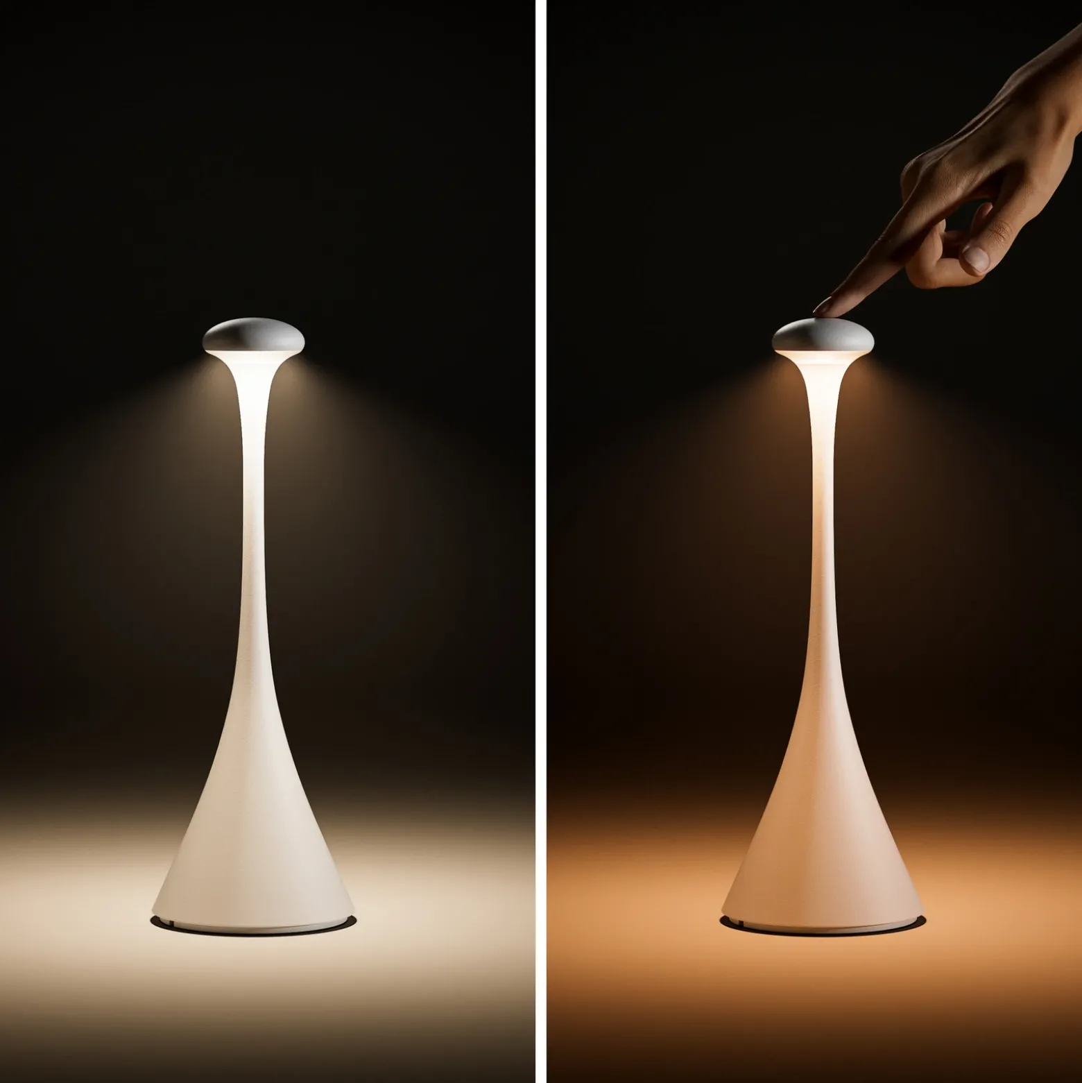 Lámpara mesa LED batería Nudrop IP54, blanco nieve