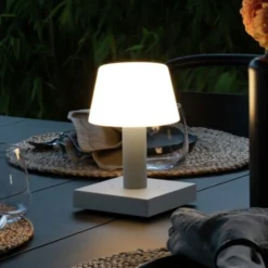 Lámpara mesa LED Monaco de exterior batería blanco