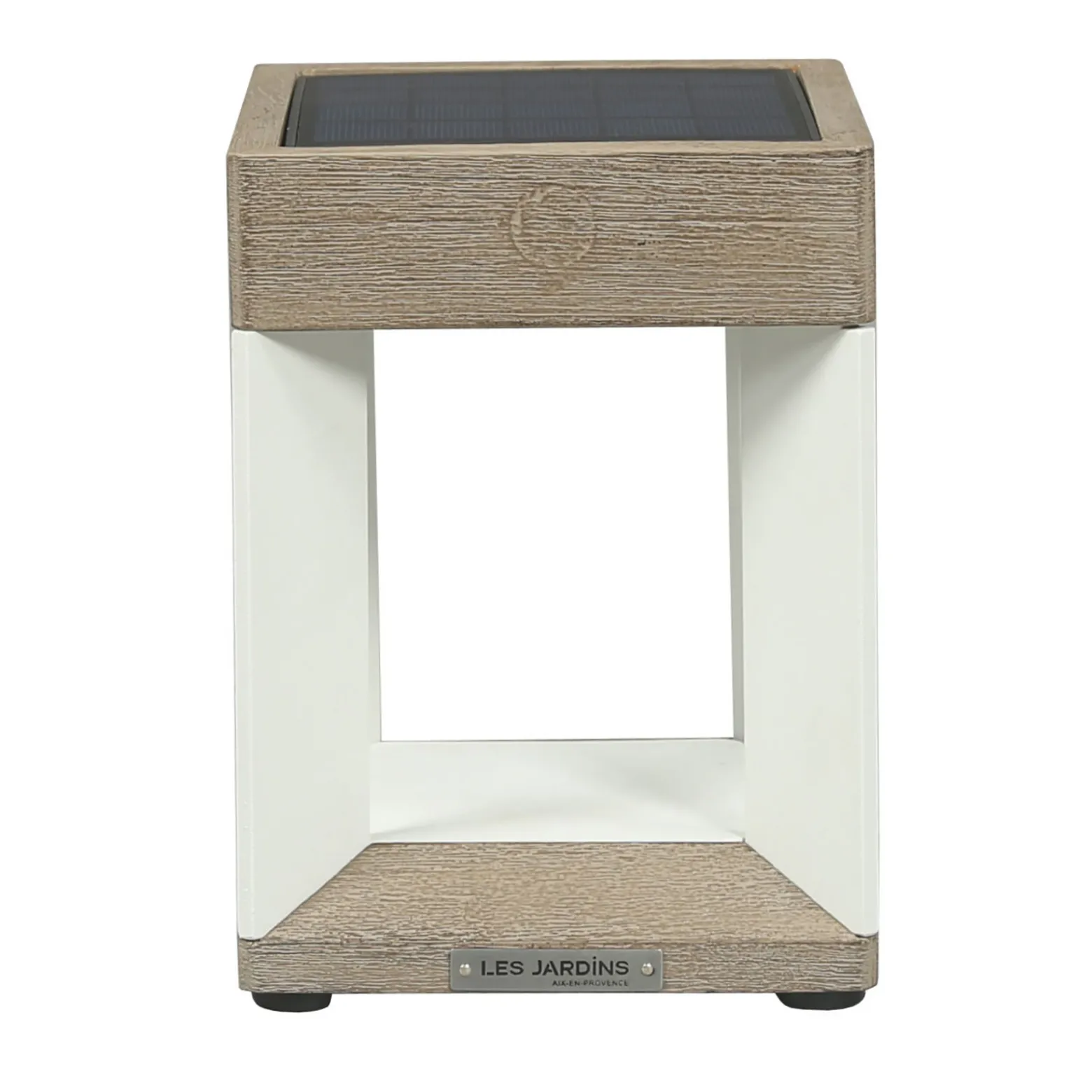 Lámpara mesa LED solar Teckalu blanco/madera clara