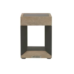 Lámpara mesa LED solar Teckalu negro/madera clara