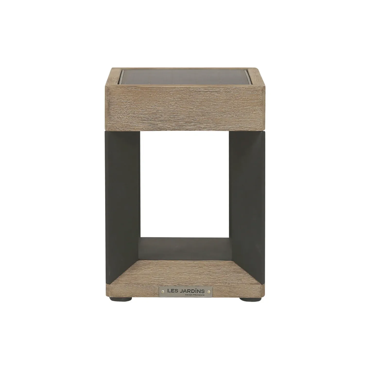 Lámpara mesa LED solar Teckalu negro/madera clara