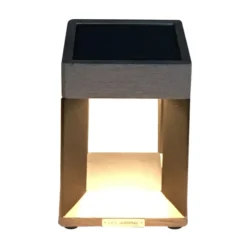 Lámpara mesa LED solar Teckalu negro/madera clara