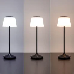 Lámpara mesa solar LED Emmi CCT recargable, negro