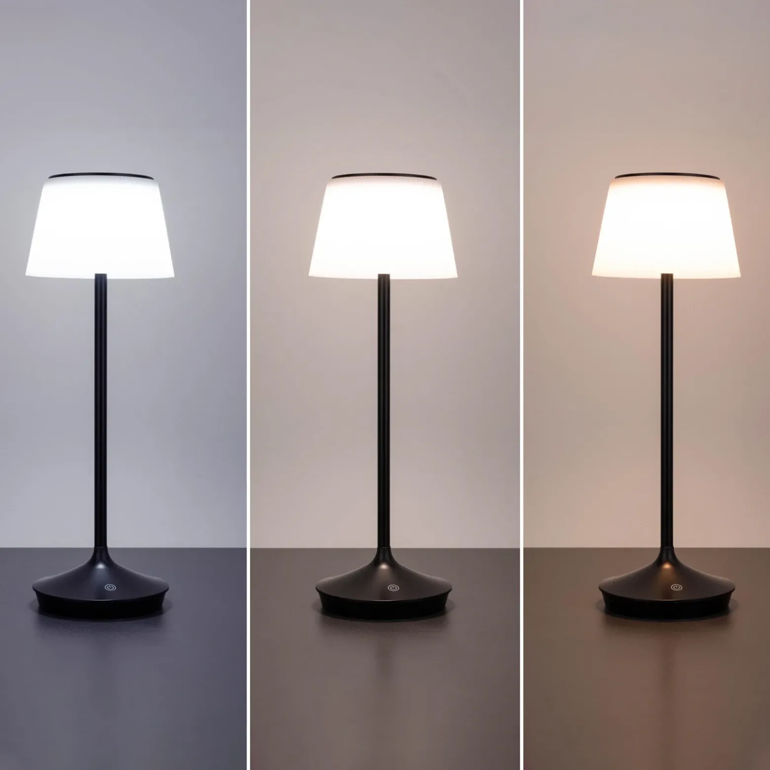 Lámpara mesa solar LED Emmi CCT recargable, negro