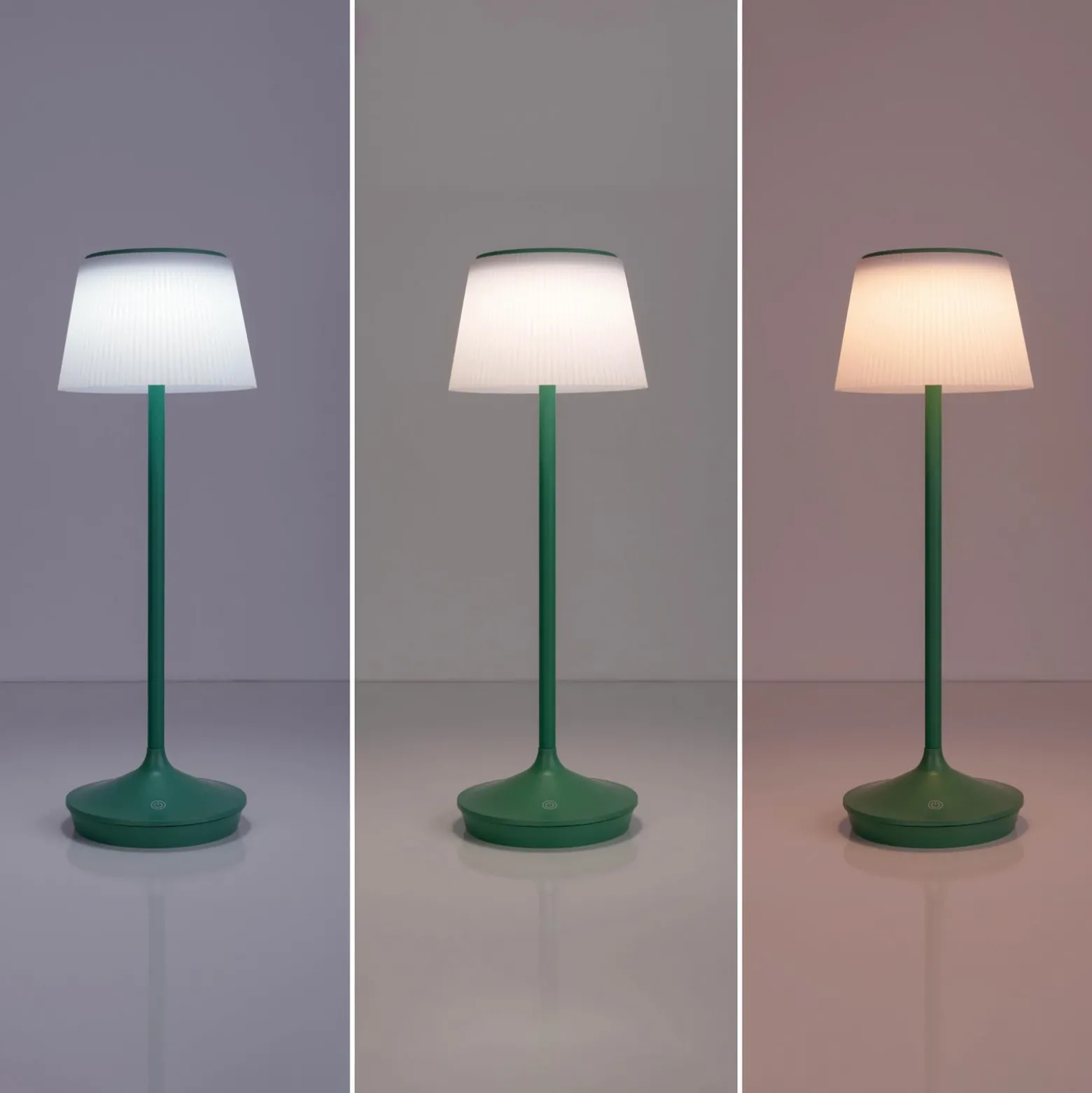 Lámpara mesa solar LED Emmi CCT recargable, verde