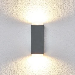 Lámpara pared exterior gris oscuro Jovan, 2 luces