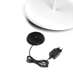Lámpara pie LED Pomezia para exterior, USB, blanco
