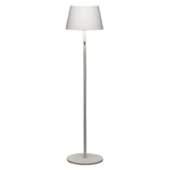 Lámpara pie LED Pomezia para exterior, USB, blanco