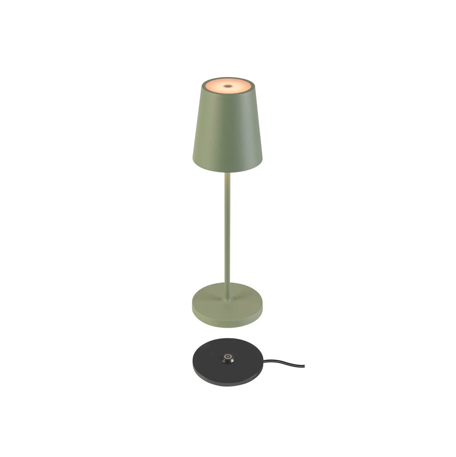 Lámpara recargable LED SLV Vinolina Two, verde, aluminio, Ø 11 cm, IP65