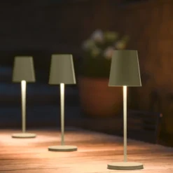 Lámpara recargable LED SLV Vinolina Two, verde, aluminio, Ø 11 cm, IP65