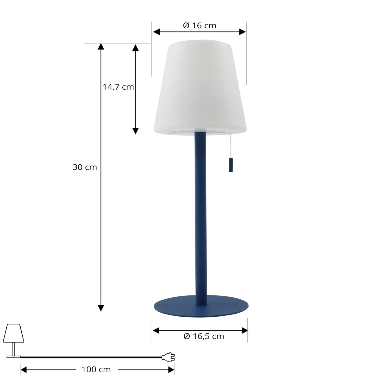 Lámpara recargable Lindby LED Azalea azul aluminio CCT regulable en altura